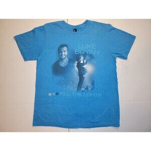 Luke Bryan Kill The Lights Tour‎ Shirt Adult Medium Blue Graphic Double-sided.